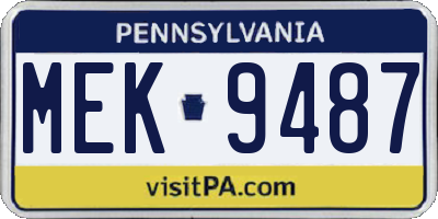 PA license plate MEK9487