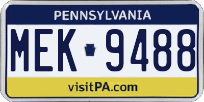 PA license plate MEK9488