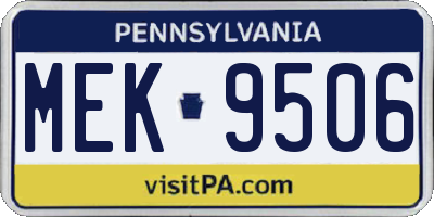 PA license plate MEK9506