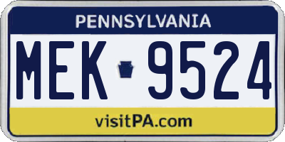 PA license plate MEK9524