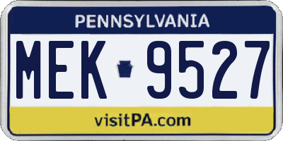 PA license plate MEK9527