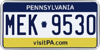 PA license plate MEK9530