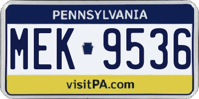 PA license plate MEK9536