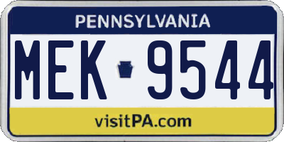 PA license plate MEK9544
