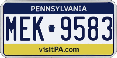 PA license plate MEK9583