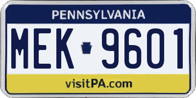 PA license plate MEK9601