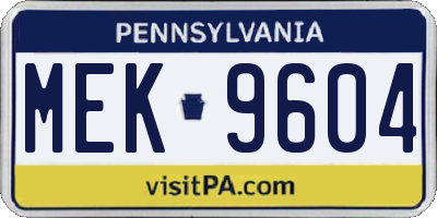 PA license plate MEK9604