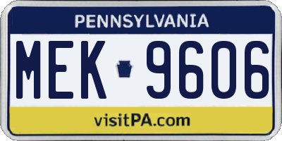 PA license plate MEK9606