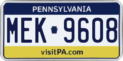 PA license plate MEK9608