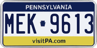 PA license plate MEK9613