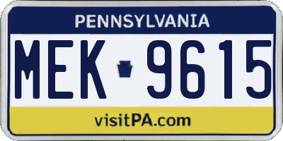 PA license plate MEK9615