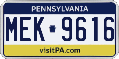 PA license plate MEK9616