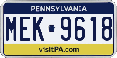 PA license plate MEK9618