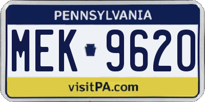 PA license plate MEK9620