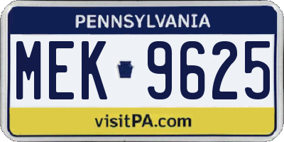 PA license plate MEK9625