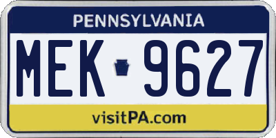 PA license plate MEK9627