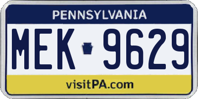 PA license plate MEK9629