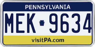 PA license plate MEK9634