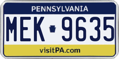 PA license plate MEK9635