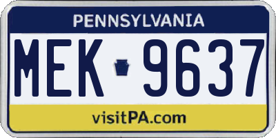 PA license plate MEK9637