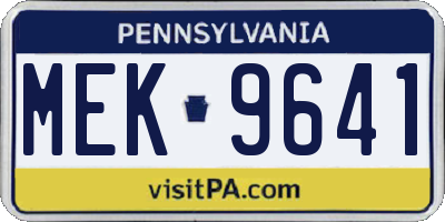 PA license plate MEK9641