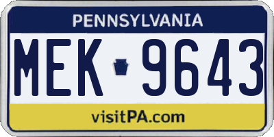 PA license plate MEK9643