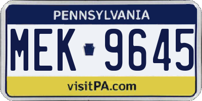 PA license plate MEK9645