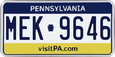 PA license plate MEK9646
