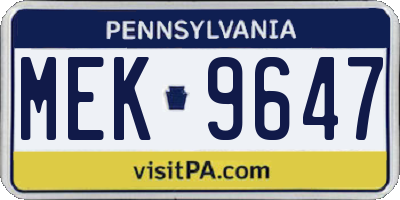 PA license plate MEK9647
