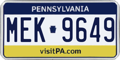 PA license plate MEK9649