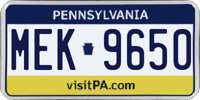 PA license plate MEK9650
