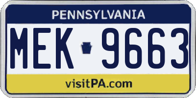 PA license plate MEK9663