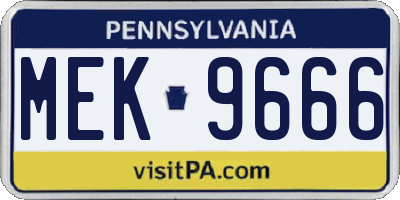 PA license plate MEK9666