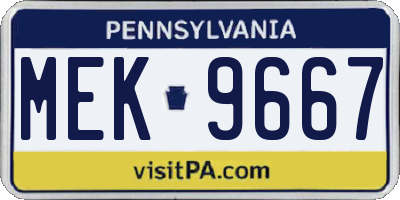 PA license plate MEK9667