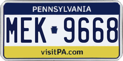 PA license plate MEK9668