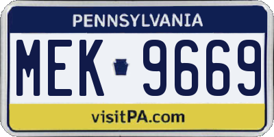 PA license plate MEK9669