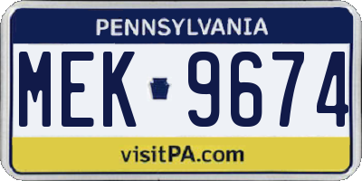 PA license plate MEK9674