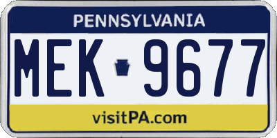 PA license plate MEK9677
