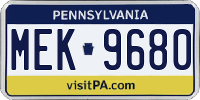 PA license plate MEK9680