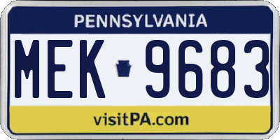 PA license plate MEK9683