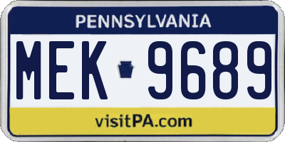 PA license plate MEK9689