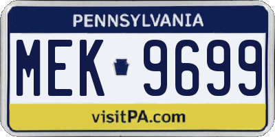 PA license plate MEK9699
