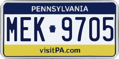 PA license plate MEK9705