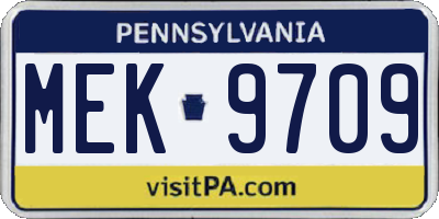 PA license plate MEK9709