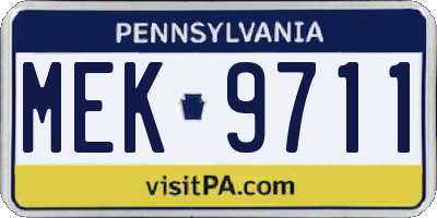 PA license plate MEK9711