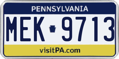 PA license plate MEK9713