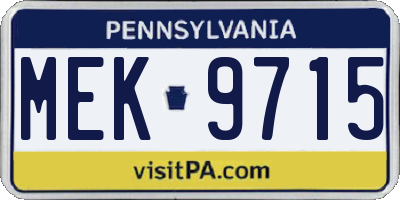 PA license plate MEK9715