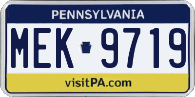 PA license plate MEK9719