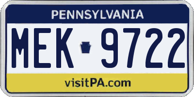 PA license plate MEK9722