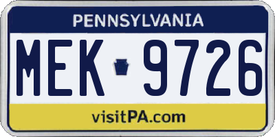 PA license plate MEK9726